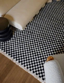 Checkerboard Rug By Sarah Sherman Samuel 11 Checkerboard Rug By Sarah Sherman Samuel -Home Furnishings Store CheckerboardLivingRoom 10388