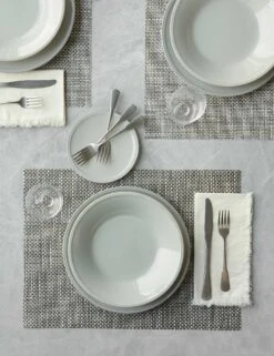 Basketweave Rectangle Placemat (set Of 4) By Chilewich -Home Furnishings Store ChilewichBasketweaveRectanglePlacemat Oyster 0920