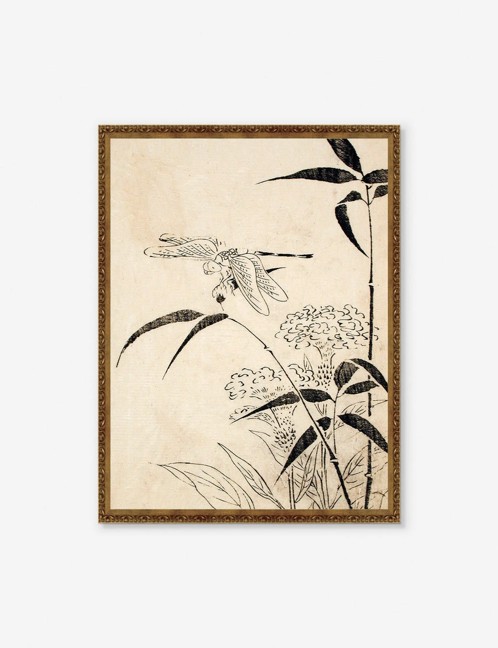 Dragonfly, Coxcomb And Bamboo Print By Miyazaki Yūzen 1 Dragonfly, Coxcomb And Bamboo Print By Miyazaki Yūzen