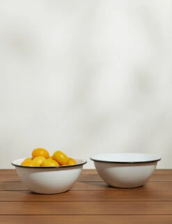 Enamelware Small Serve Bowl (Set Of 2) By Crow Canyon -Home Furnishings Store EnamelwareSmallServeBowl BlackRim Setof2 7490