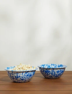 Enamelware Small Serve Bowl (Set Of 2) By Crow Canyon -Home Furnishings Store EnamelwareSmallServeBowl BlueSplatter Setof2 7471