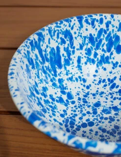 Enamelware Small Serve Bowl (Set Of 2) By Crow Canyon -Home Furnishings Store EnamelwareSmallServeBowl BlueSplatter Setof2 7474