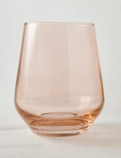 Stemless Wine Glass (Set Of 2) By Estelle Colored Glass -Home Furnishings Store EstelleColoredGlassStemlessWineGlass Blush Setof2 3