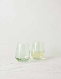 Stemless Wine Glass (Set Of 2) By Estelle Colored Glass -Home Furnishings Store EstelleColoredGlassStemlessWineGlass MINT Setof2 2