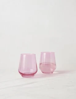 Stemless Wine Glass (Set Of 2) By Estelle Colored Glass -Home Furnishings Store EstelleColoredGlassStemlessWineGlass RosePink Setof2 1