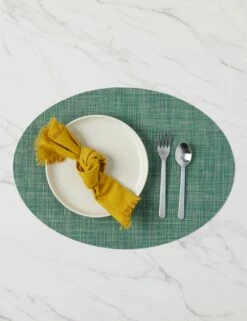 Mini Basketweave Oval Placemat (Set Of 4) By Chilewich -Home Furnishings Store MiniBasketweaveOvalPlacemats Ivy A0656938 4770 Product
