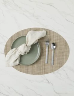 Mini Basketweave Oval Placemat (Set Of 4) By Chilewich -Home Furnishings Store MiniBasketweaveOvalPlacemats Linen A0656939 4768 Product