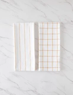 Simple Kitchen Towels (set Of 2) By Farmhouse Pottery -Home Furnishings Store SimpleKitchenTowels WhitewithOchre 16260