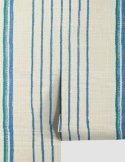 Two Tone Stripe Grasscloth Wallpaper By Nathan Turner -Home Furnishings Store TwoToneStripeSeaGreenBlue