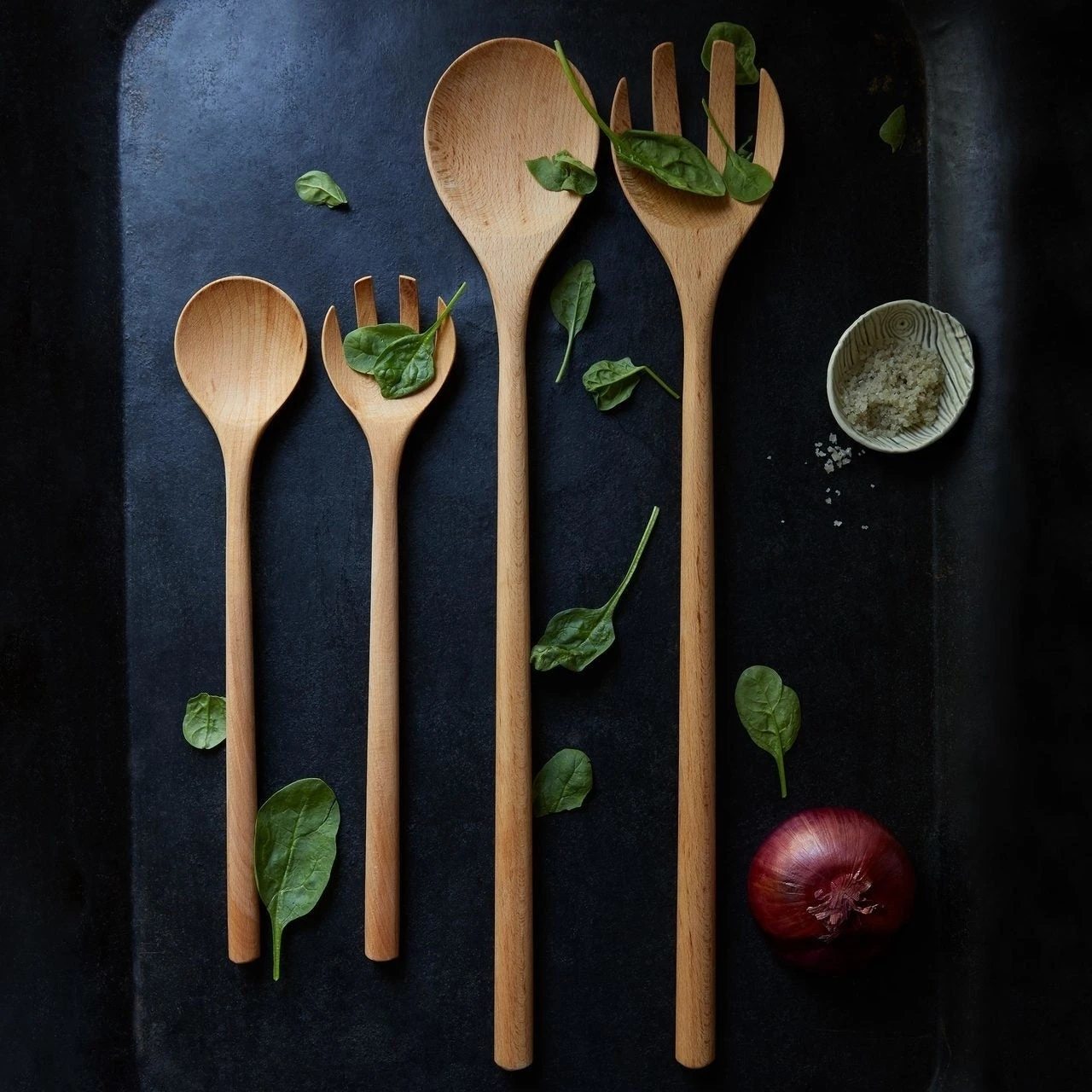 Salad Servers, Beechwood 4 Salad Servers, Beechwood - Image 4